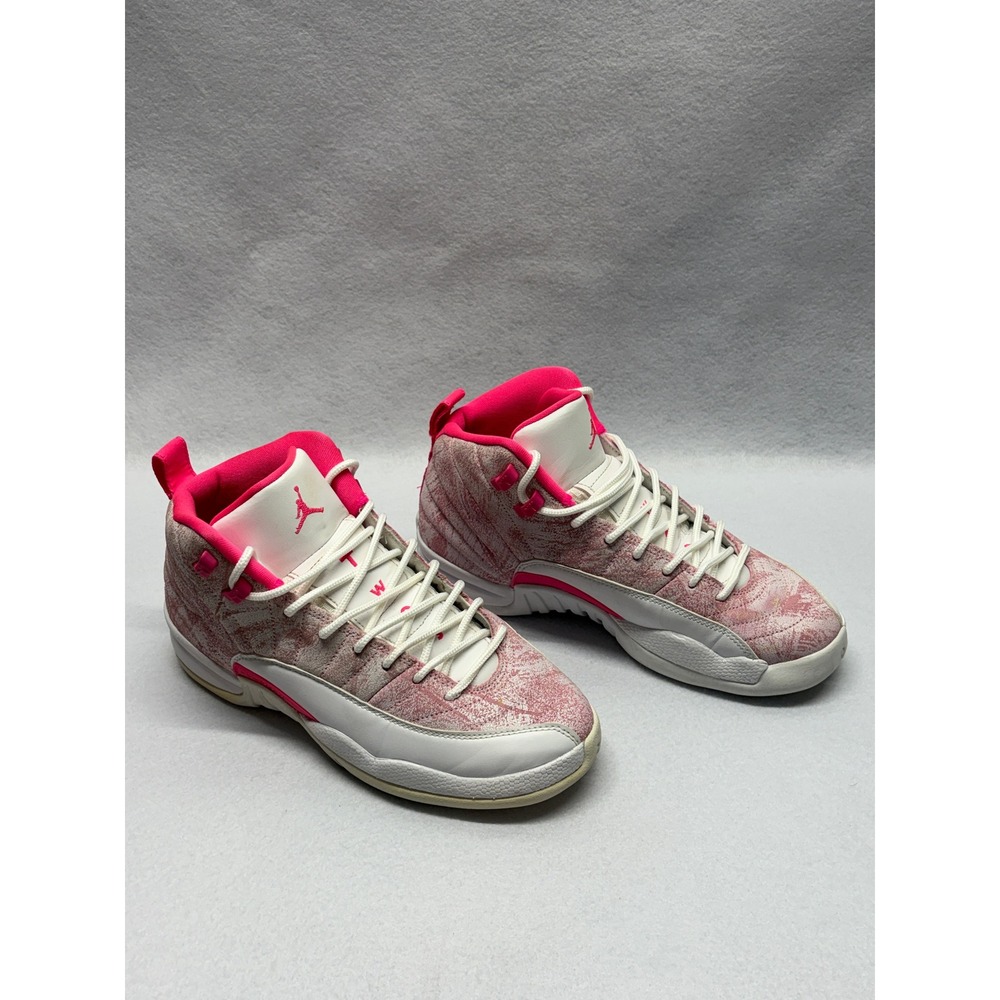 Air Jordan 12 Retro GS Digital Pink White Sneakers 510815-101 Mens 7Y Womens 8.5